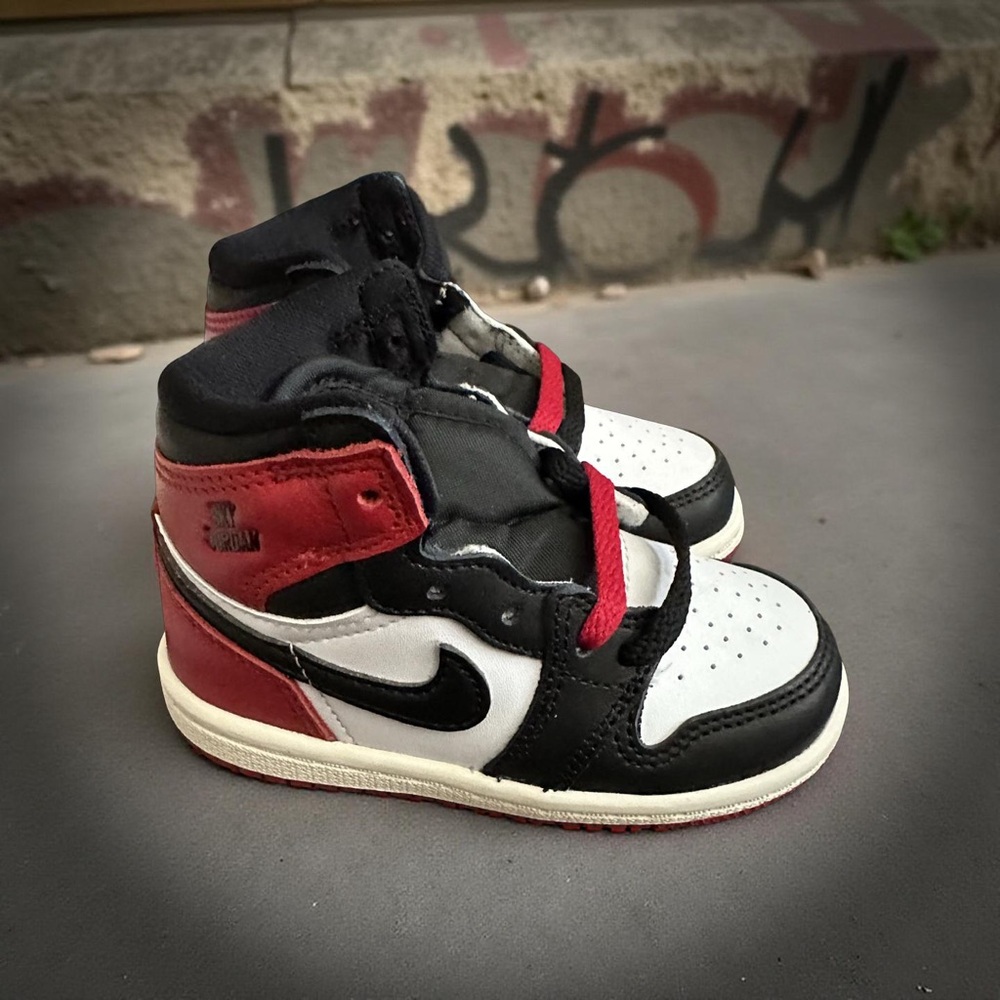 Jordan Kids Black, Red, and White Sneakers